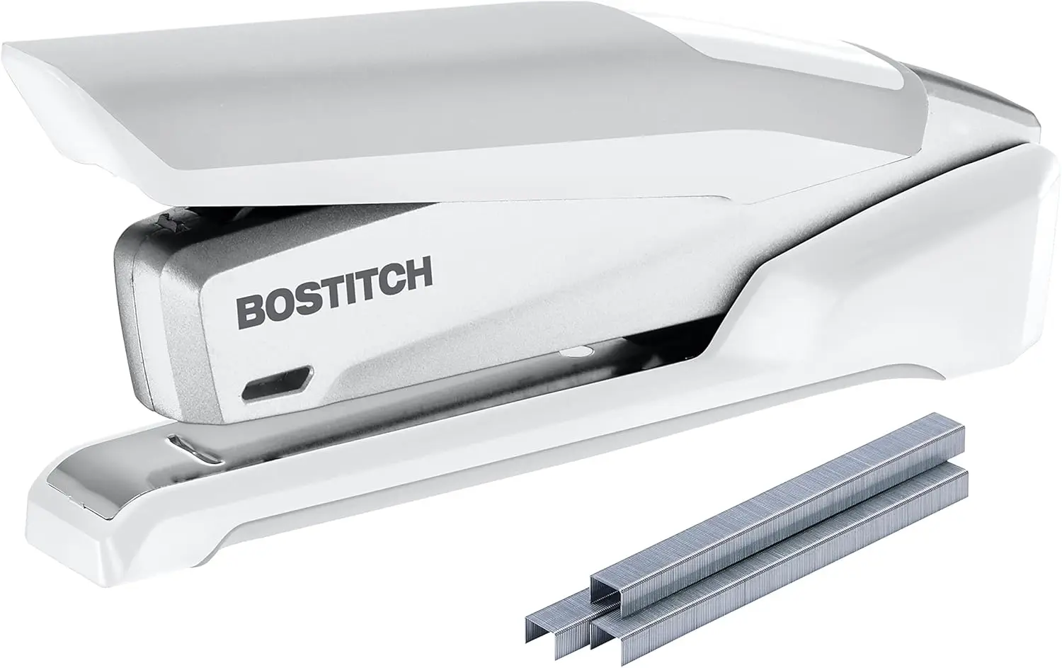 

Легкий в использовании пружинный степлер 3-в-1, управление одной рукой, белый/серый офисный инструмент