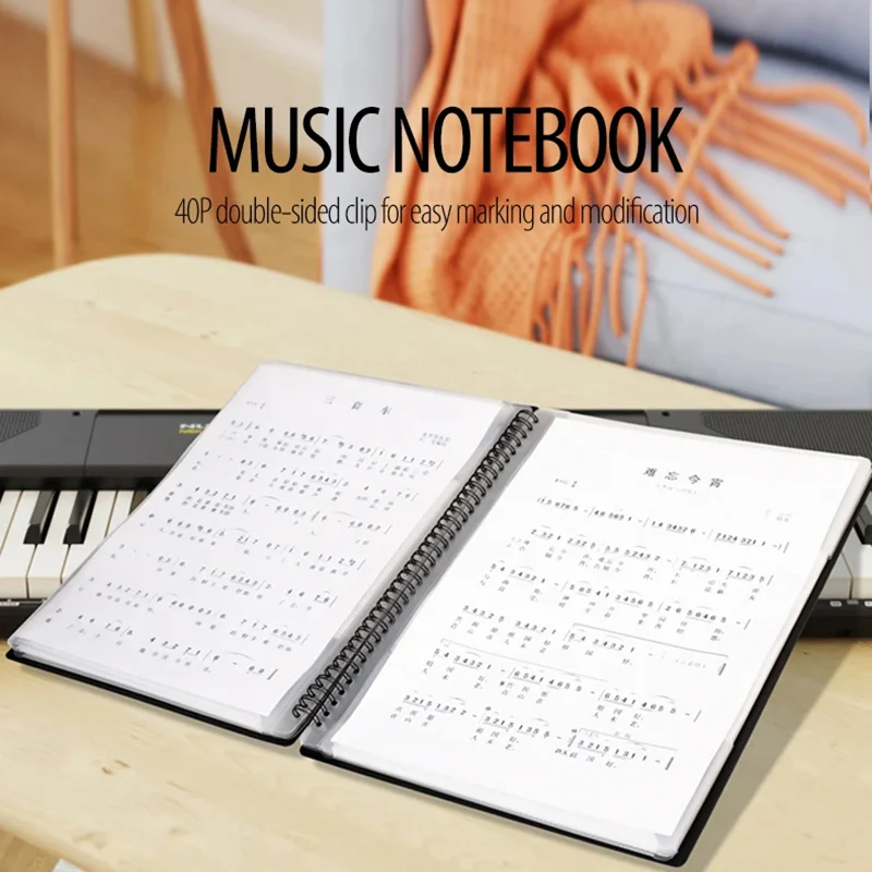 

Universal A4 Music Sheet Holder 40 Pages for Easy Marking and Editing Water Resistant, Easy Editing, Secure Binding