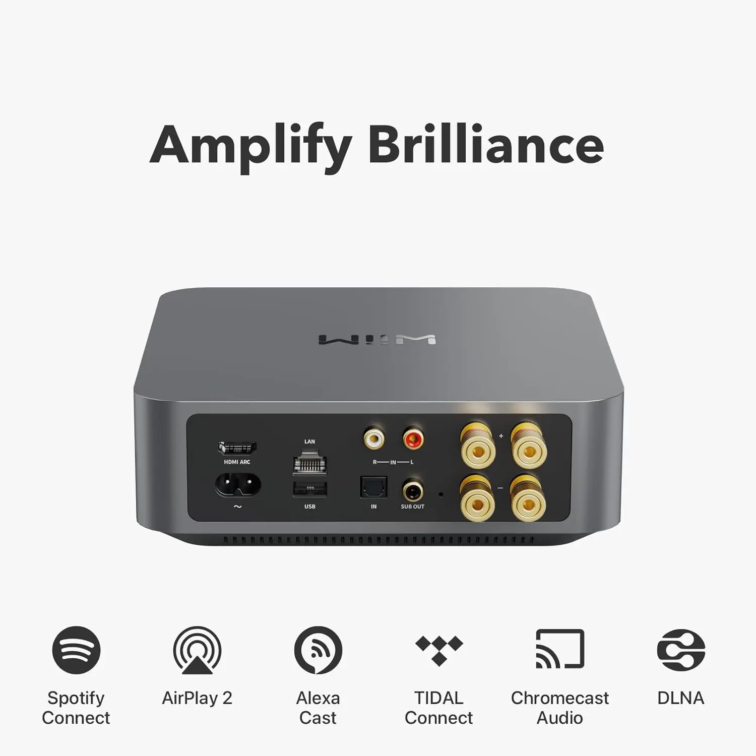 Amp: wzmacniacz strumieniowy Multiroom z AirPlay 2, Chromecast, HDMI i sterowaniem głosowym | Stream Spotify