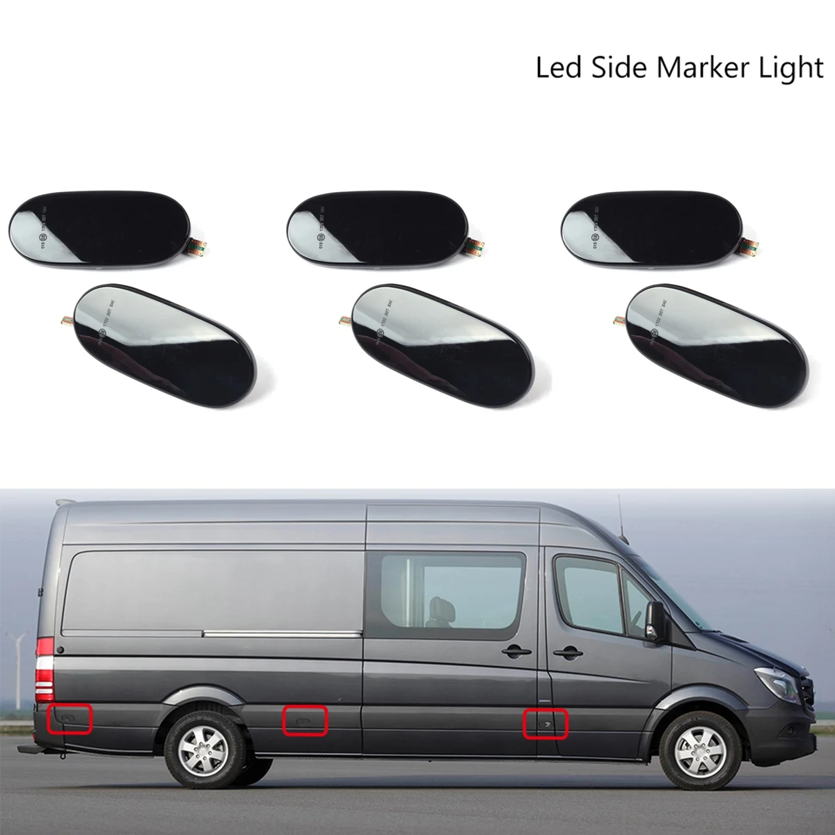 6X LED Dynamic Side Marker Turn Signal Lights Indicator Lamp for Mercedes-Benz Sprinter W906 2006-2018 Crafter 2006-2016