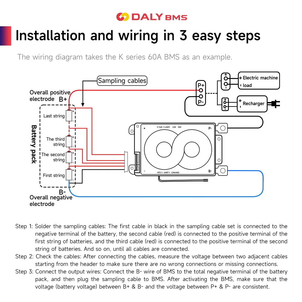 Daly Smart BMS 4S Lifepo4 8S 16S WiFi BMS 40A 60A 100A 150A 200A 300A 400A 500A WIFI APP for Inverter Solar RV RS485 CANBUS