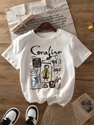 Chic Coraline Graphic Tee for Women - Soft Polyester Blend Short Sleeve Crew Neck Perfect for Spring & Summer