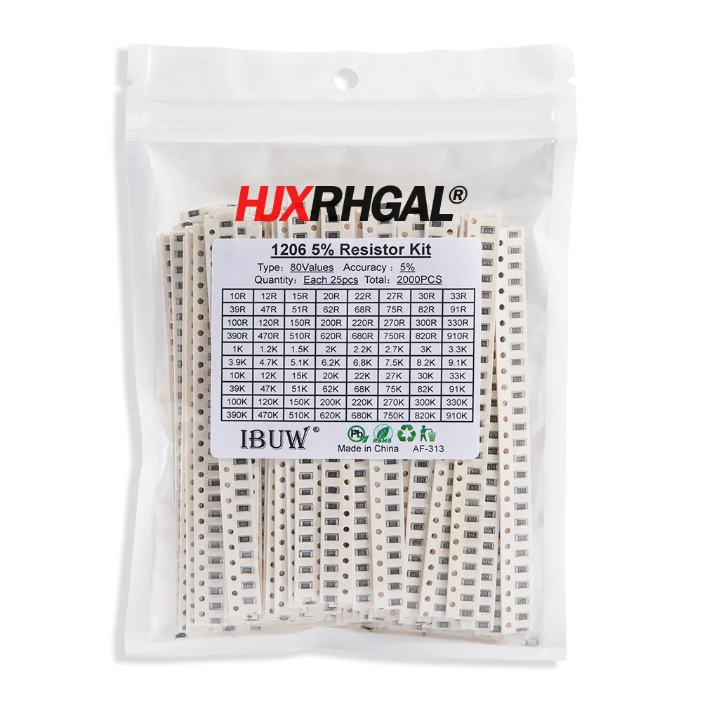 Kit surtido de resistencias SMD 4000, Kit de muestras de 10 ohm-1m, ohm 0402, 80, valuesX, 50 unidades = 5% unidades, 4000, 0805, 0603, 1206, 2512,