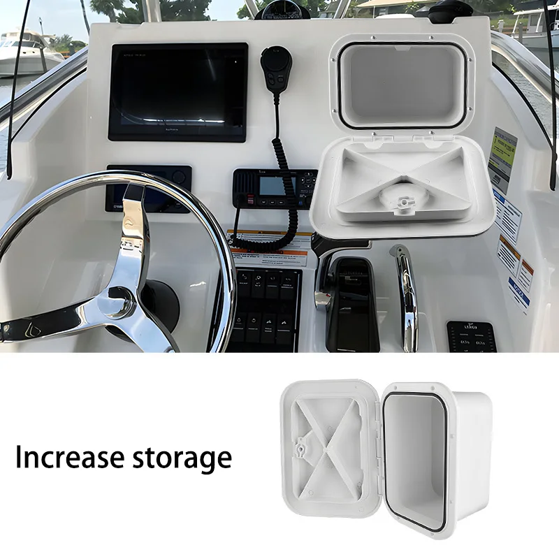 

Marine Boat Storage Box ABS with Lock Boat Embedded Storage for Bait Fishing Gear Tools White Fishing Gear Organizer Box