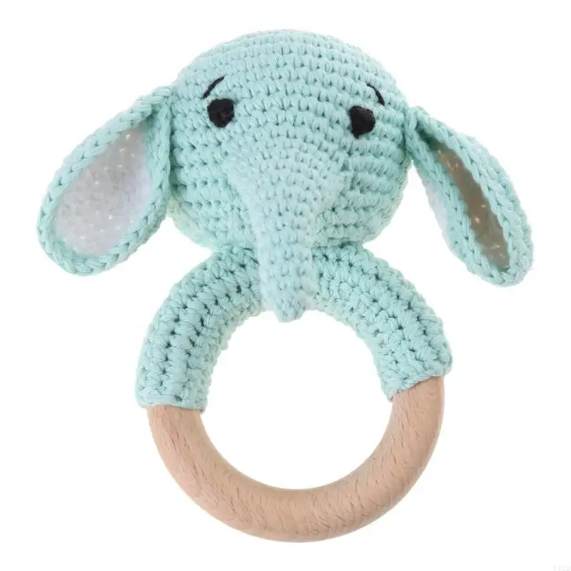 F62d Crochet Bratsles Baby Baby Baby Baby Toy Wooden Teether Crochet Teether Rattles Newbortles Rattles Toy Animal Bratsles Toy