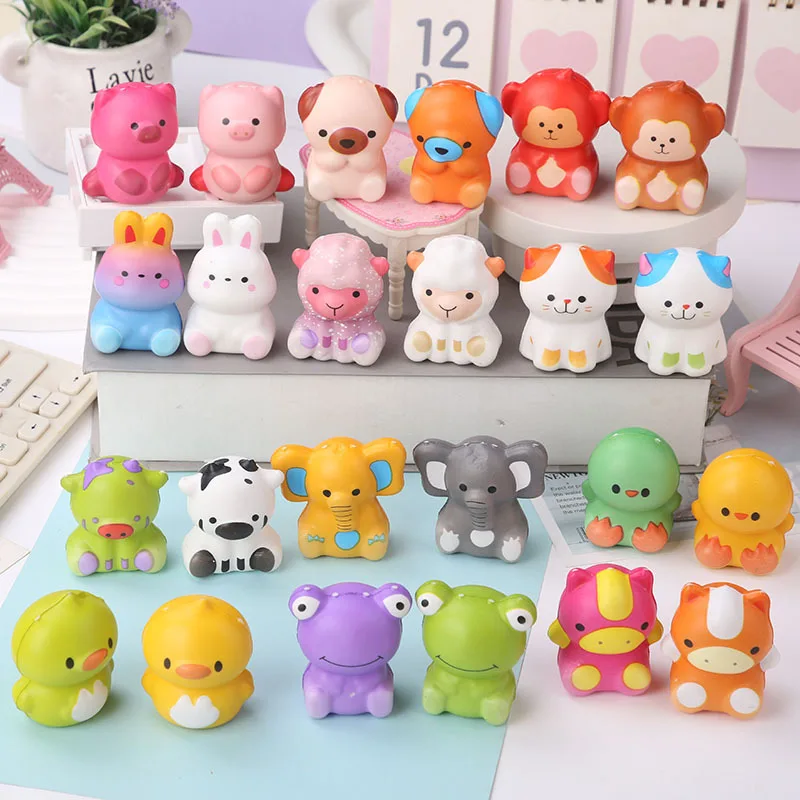 12-48pcs Colorful Prefilled Easter Eggs Surprise Egg Slow Rebound Squeezing Toys Animal Figurine Stress Relief Toys Easter Gifts