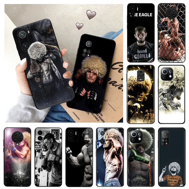 Soft Phone Cases For Xiaomi Mi 11 10t Lite 11t Pro Redmi Note 7 8 8t 10 k40 k60 k50Gaming kHabib Nurmagomedov Black Matte Cover