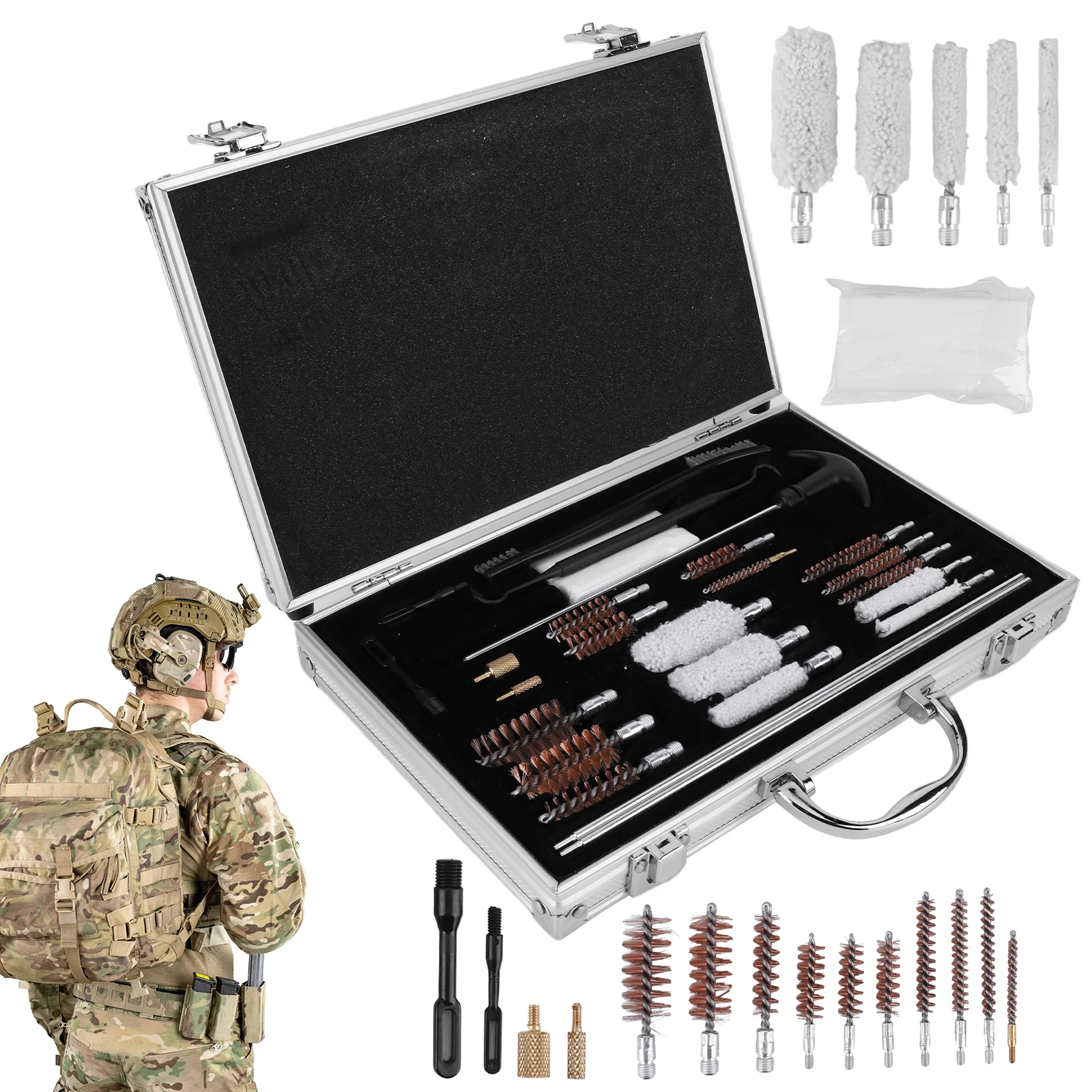

Gun Cleaning Kit Gun Barrel Brush Box Set Kit Barrel Brush Tool for Rifle Pistol Handgun Shotgun Cleaning Kit