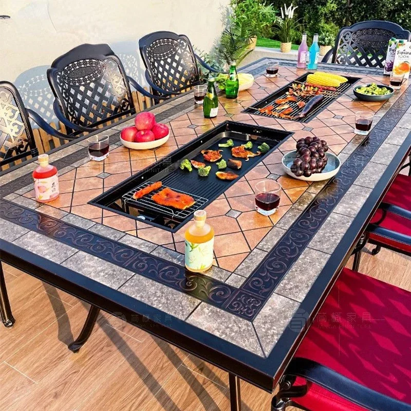 Barbecue Tables and Chairs Villa Garden Outdoor Home Terrace Leisure Waterproof and Sun Protection Outdoor Furniture