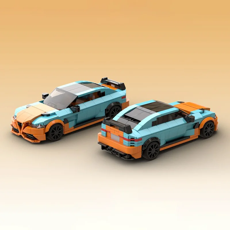 MOC Alfas Romeos Giulia GTAm Sports Car Building Blocks Super Speed Racing Vehicle Bricks Garage Toys Gifts For Children Boys