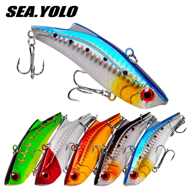 

Sea Yolo 9cm/27.4g Treble Hooks Fishing Lure Hard Bait VIB Plastic Bass Lure Simulation Lure Wobbler Swimbait VIB Tackle 5 Color