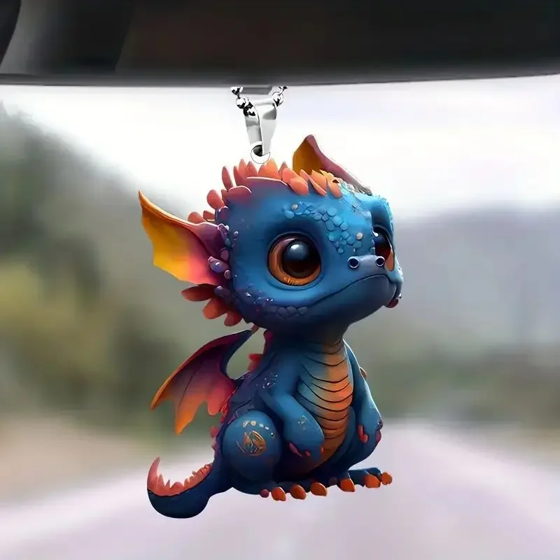 Cute Car Decor Dragon Christmas Double Print Tree Pendants Christmas Tree Pendant Car Decoration Window Hanging Ornament 2024