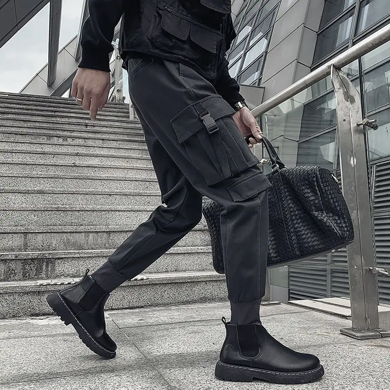 Cargo Pants For Men Sports Joggers Trousers Man Stacked Black Autumn With Chic Elegant Aesthetic Vintage Fashion Street Y2k Emo