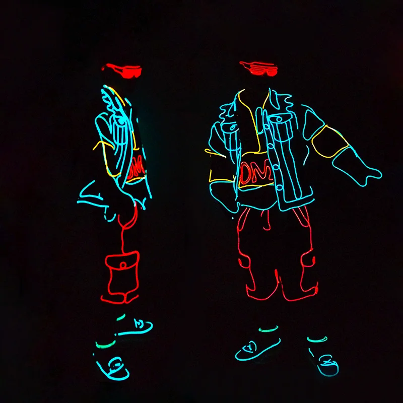 

Модная светодиодная карнавальная одежда EL Wire, готовая к ношению неоновая танцевальная костюм для выступлений, одежда для выступлений, поставки