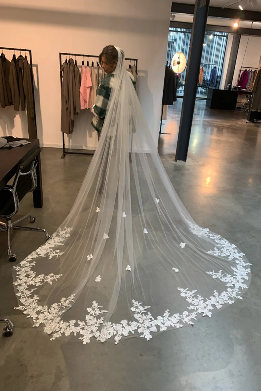 Vari stili 3M velo da sposa a uno strato bordo in pizzo bianco veli da sposa avorio breve Tulle Applique cattedrale velo accessori da sposa