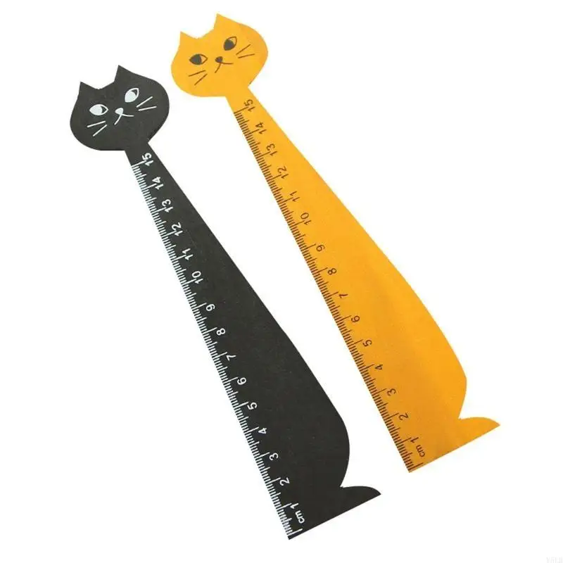 

Y5LB Прямая линейка с милым котенком, деревянная весовая линейка, студенческие чертежные измерительные инструменты