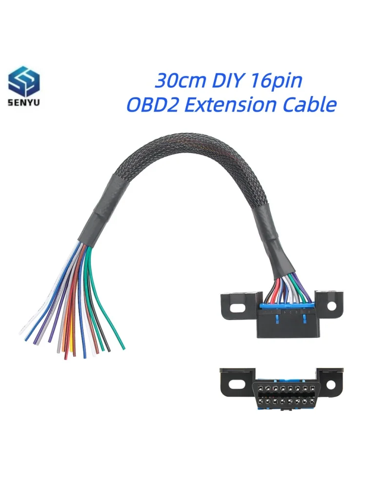 30cm DIY 16-Pin J1962 OBD2 Verlängerungskabel, Stecker auf Buchse, Kfz-Diagnosewerkzeug, 16-Pin OBD2 Anschlusskabel