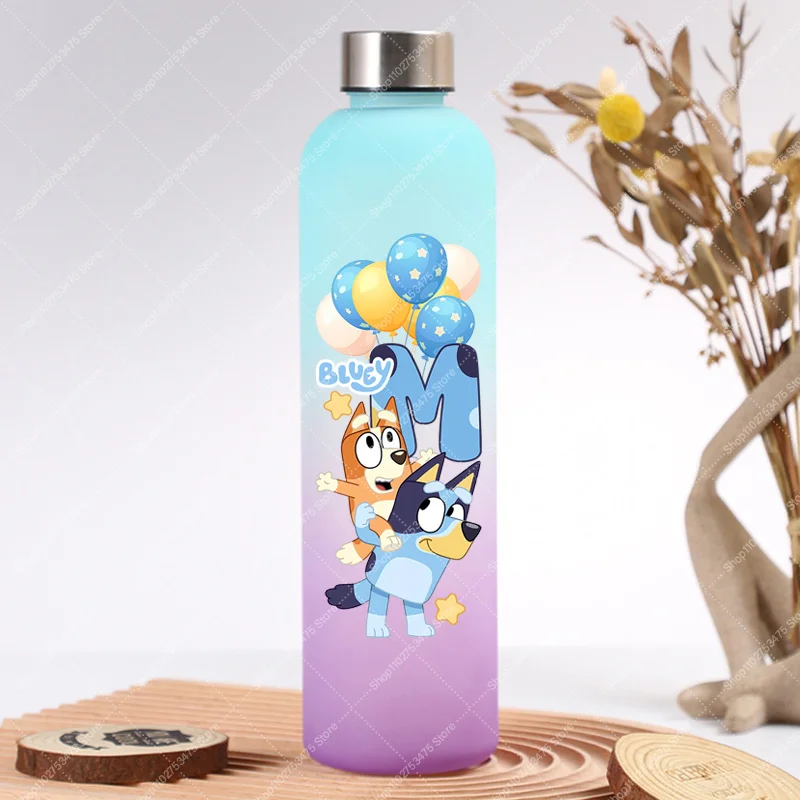 

900ML Kids Anime Plastics Sports Water Bottle Cartoon Blueyi Bingos Portable Cold Drink Cup Creative Cute Juice Container Gifts