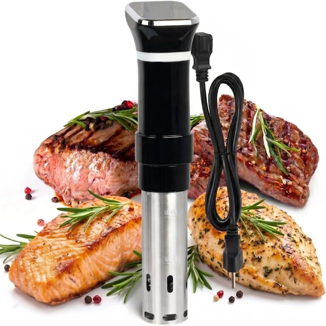 1100W Sous Vide Cooker, Precision Immersion Circulator, ±0.2°F Accurate Temp, Quiet Brushless Motor, Adjustable Clamp, 4-20L Capacity, Stainless Steel with Timer