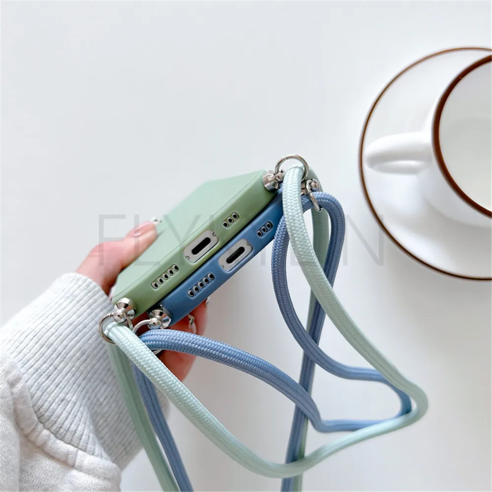 Crossbody Necklace Strap Lanyard Cord Phone Case For Xiaomi 12 Lite 12T 11 Lite 5G NE Redmi Note 11 12 Pro A1 10A 10C Soft Cover