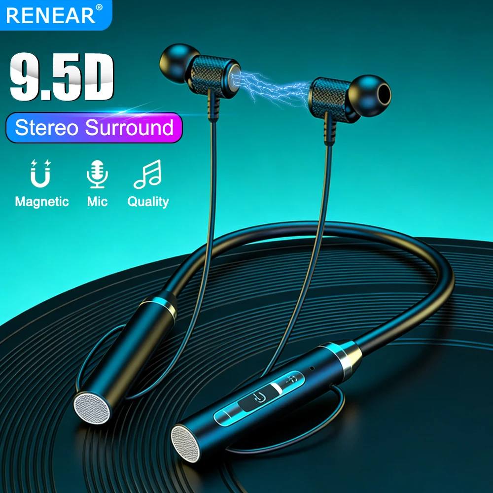 Universal 9.5D Neckban Headphones Magnetic Wireless Sport Headset With Mic For iOS Android Samsung iPhone Life Gaming Earphones