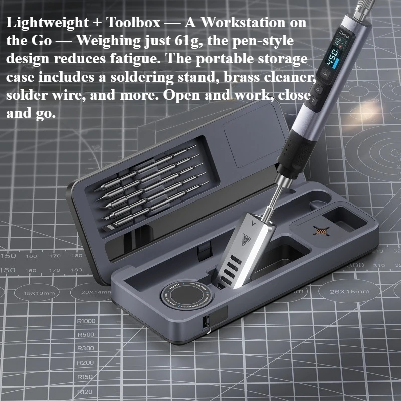 FNIRSI Smart Soldering Iron HS-02 Mobile Workstation Storage Box Soldering Set