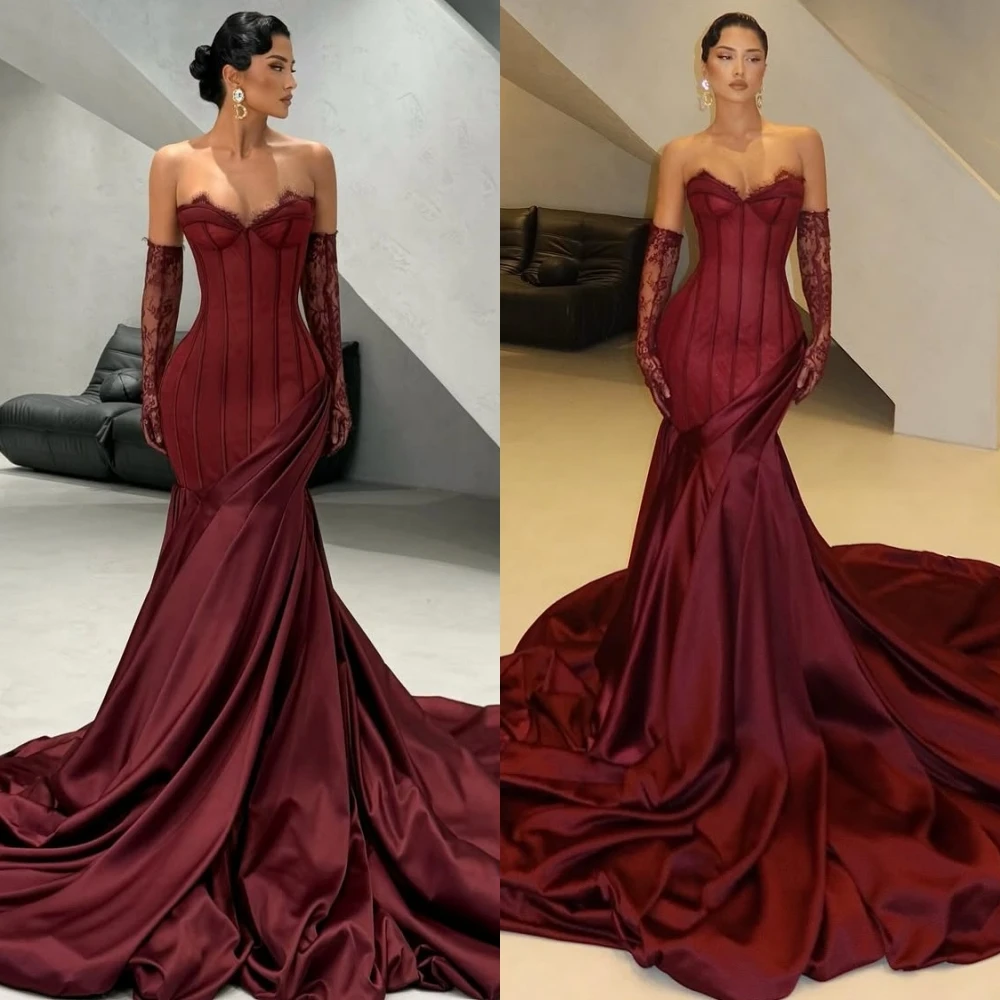 تخصيص حورية البحر بلا حمالات بلا أكمام أنيقة حساسة مساء اللباس الموضة الحديثة فساتين المشاهير عالية الجودة فستان الحفلة الراقصة