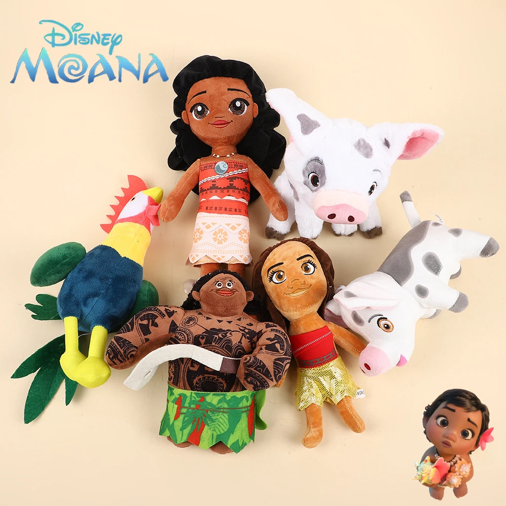 

New Disney Movie Plush Toys Cartoon Figure Moana Princess Kawaii Rooster Heihei Pig Pua Home Decoration Kids Bedside Doll Gifts