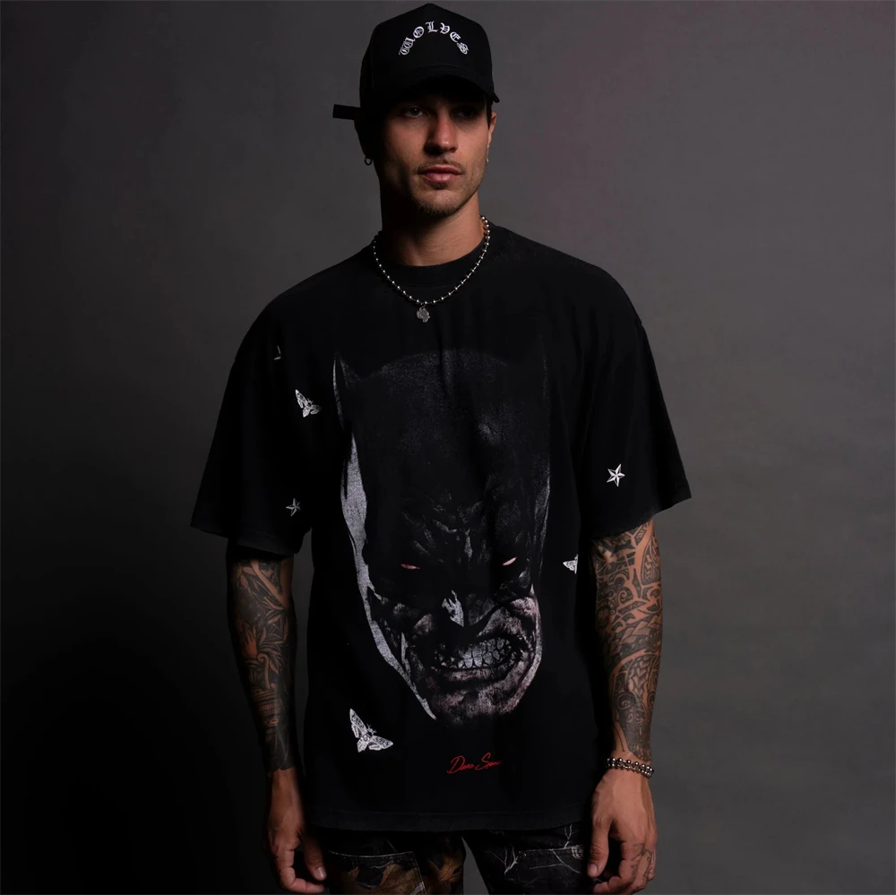 WOLVES Co branded brand Hip Hop Streetwear Man T-shirts Print T Shirt Men Summer 100% Cotton Tees O-Neck Short Sleeve Tees Tops