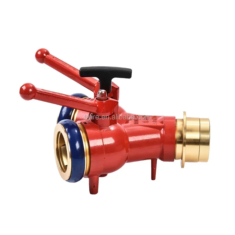 ตัวแยกน้ำดับเพลิงแบบสองทาง ผลิตจากอะลูมิเนียมฟอร์จ พร้อมข้อต่อ Machino