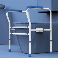 Carbon Steel Toilet Armrest  Anti-Tipping Elderly Support  No-Drill Toilet Handrail  Adjustable Angle Toilet Support