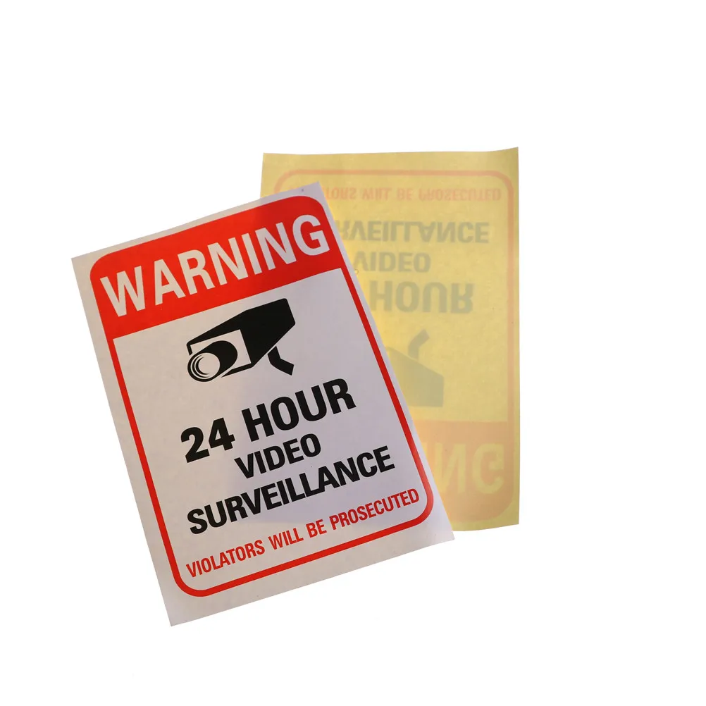 5Pcs/lot Wall Sticker 24H Video Camera System Warning Sign Wall Decal Surveillance Monitor Decal Public Area Security