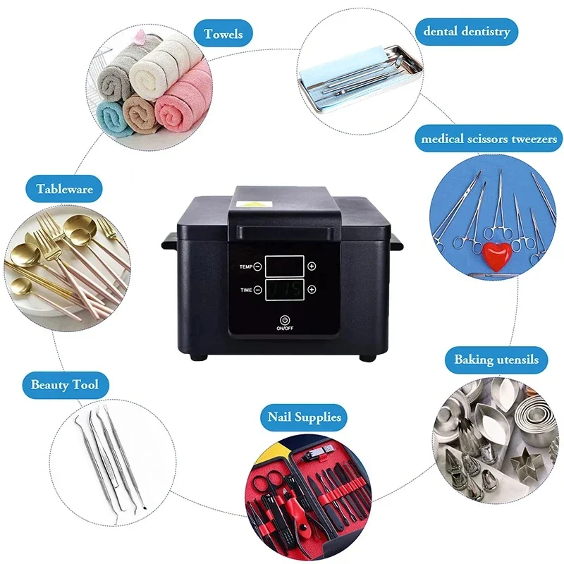 2.6L High Temperature Disinfection Cabinet towel warmer Small Nail Metal Tools Sterilizer For Beauty Manicure SPA Salon 300W