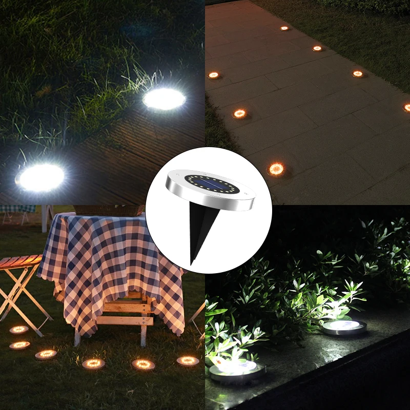 20LED Solar Lawn Yard Led Night Light Buried Solar Garden Light IP65 Waterproof Outdoor PathWay Floor Under Ground Spot Lamp