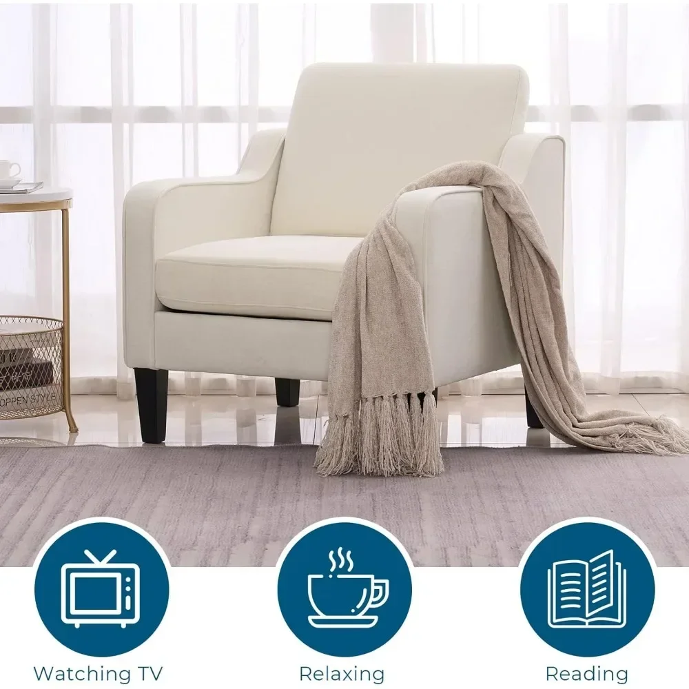 Sillón tapizado con brazos escotados, silla de madera para dormitorio, apartamento, estudio, oficina, café, sala de estar