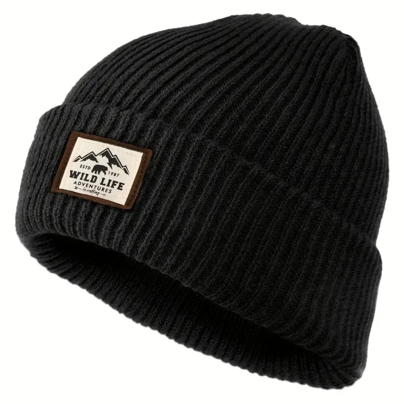 Winter Knitted Wool Beanie Unisex Warm Windproof, Outdoor Hat for Hiking Camping Fishing Hunting, Tactical Cycling Biking Hat