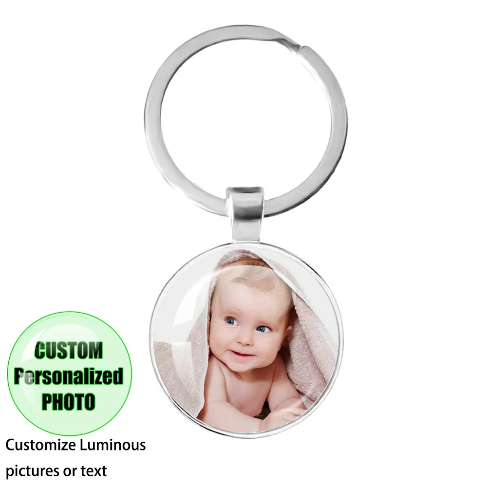 Luminous Personalized Handmade Keychain Mum Dad Girlfriend Baby Custom Family Photo or Text Accessories Gift Key ring