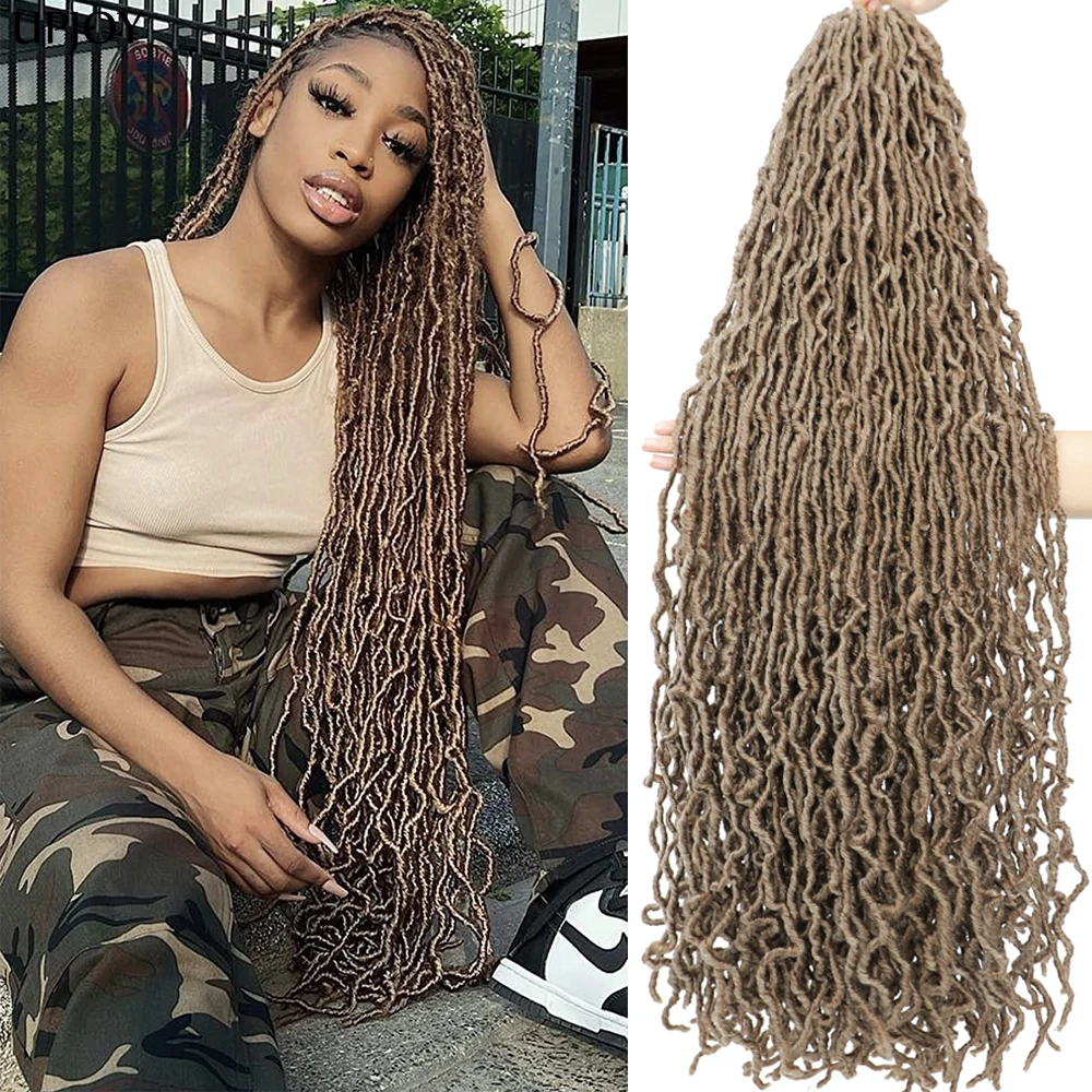 1B 27 30# Real Faux Locs Crochet Hair 1- 6 packs Super Long Faux Soft Locs Crochet Hair Braids for Kids & Women 21strands/pack