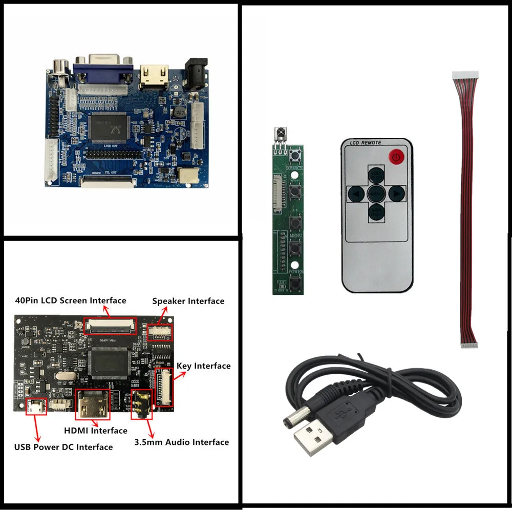 

Плата контроллера LCD TTL HDMI-совместимая VGA 2AV для 7-дюймового EJ070NA-01J, поддержка автоматической платы драйвера Raspberry Pi