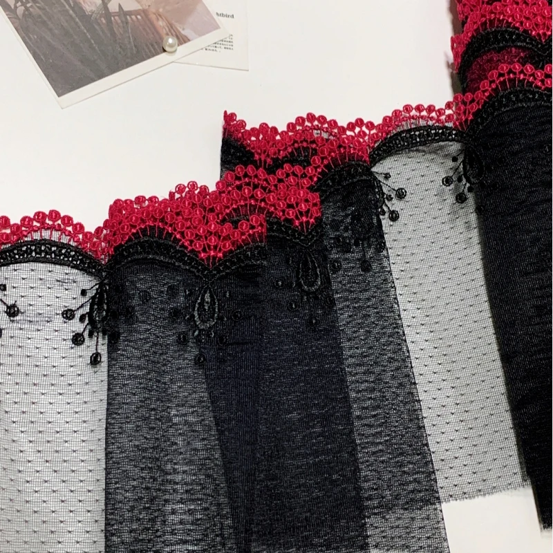 29Yards Water Soluble Edge Black Mesh Tulle Embroidery Lace Trim Underwear Sewing Craft DIY Apparel Fabrics Dress Lace