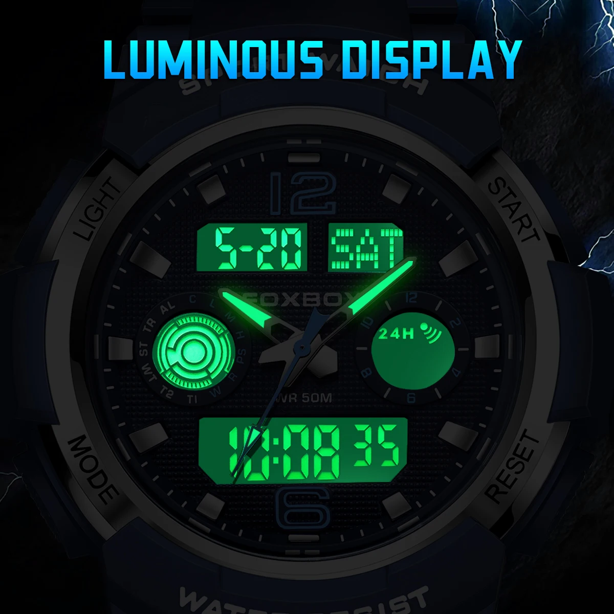 LIGE Man Watch Fashion Dual Display Digital Military Sport Quartz Watches Waterproof Blue Dial Calendar Chronograph Mens Watches