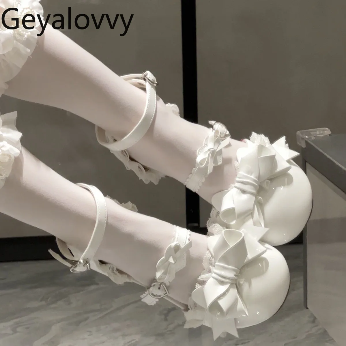 ฤดูร้อนOriginal Lolitaสไตล์สาวหวานและน่ารักโบว์รอบToeรองเท้าแตะสําหรับสุภาพสตรี2025ใหม่Elegant Casualรองเท้าผู้หญิง