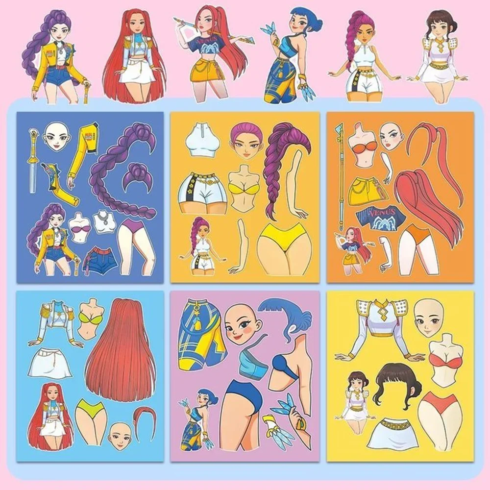 a 6/18Sheets Funny Kpop Demon Hunters Cartoon Puzzle Sticker DIY Phone Laptop Luggage Graffiti Decals Fun for Kid Gift S S/@