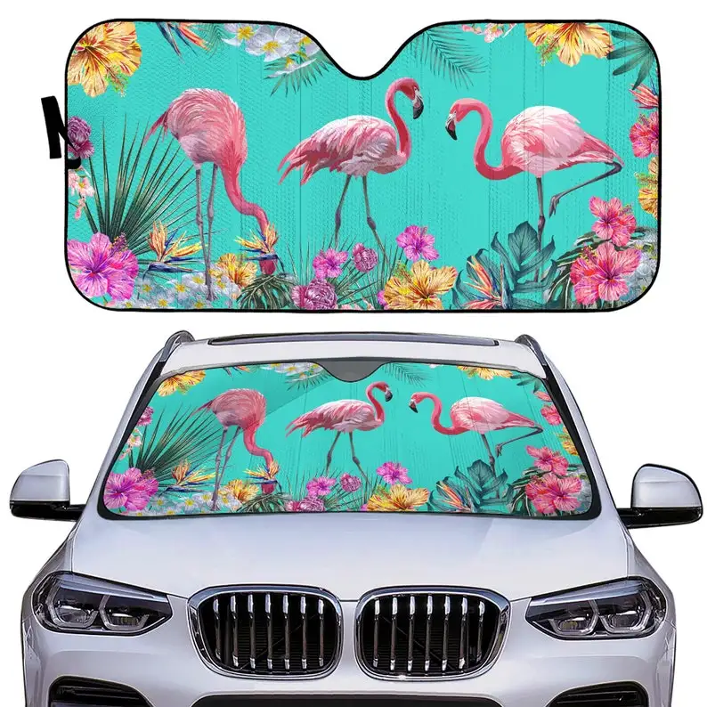 

Car Windshield Sun Shade | Sun Shield for Front Window Blocks UV Rays | Flamingo | Foldable Automotive Accessories for Sun Prote