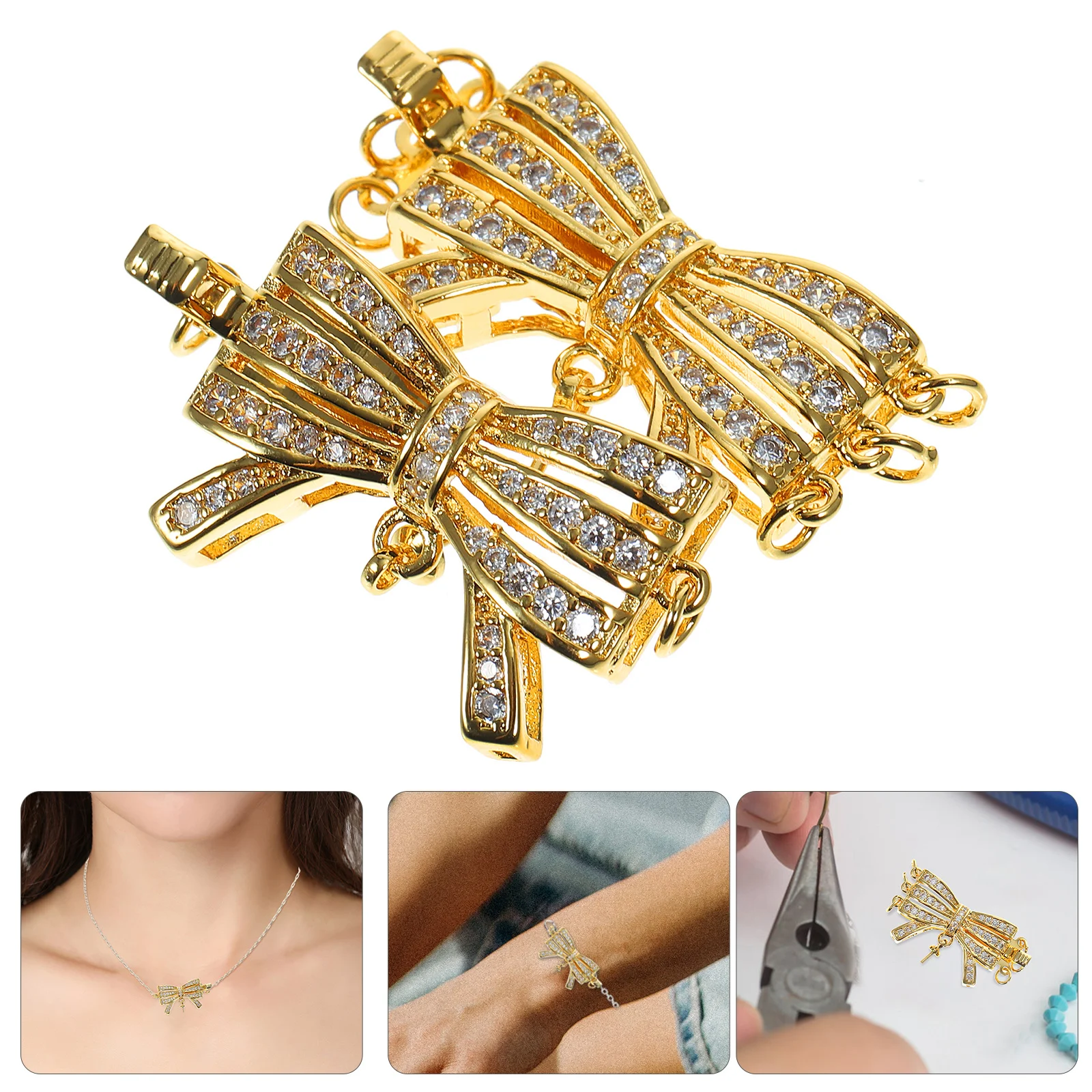 

2Pcs Necklace Layering Clasp DIY Jewelry Making Supplies Durable Alloy Material Easy to Use for Thin Necklaces Bracelets