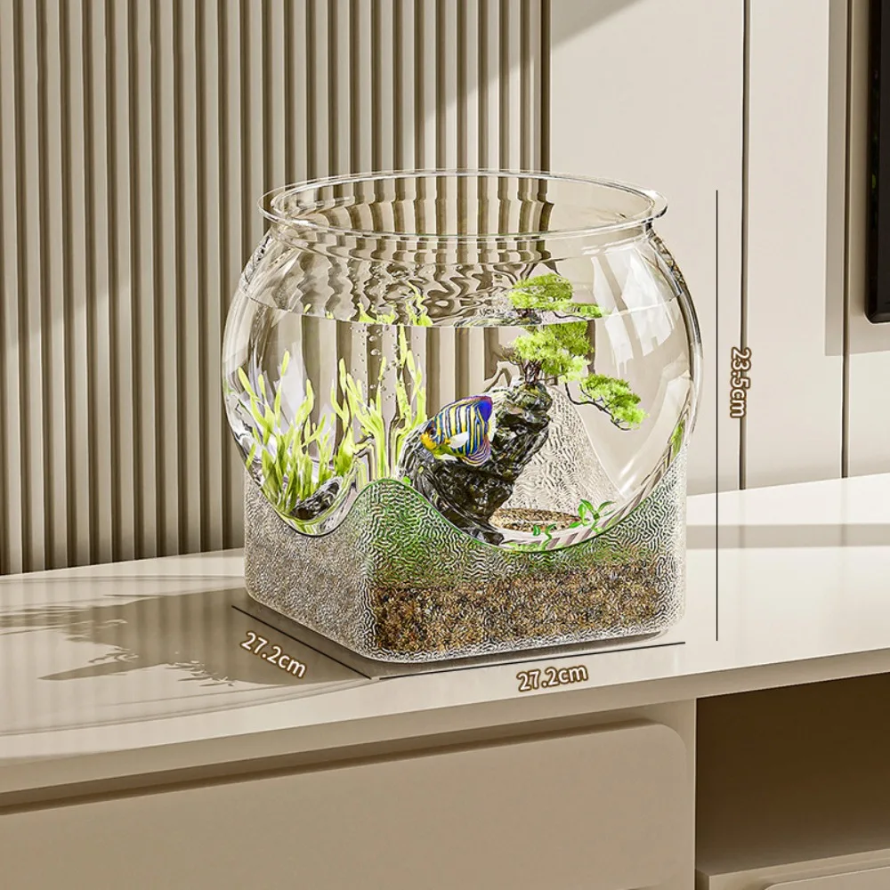Clear Fish Tank Resistant Falling Round Desktop Aquarium Multifunctional Durable Ornamental Fish Decor image 3