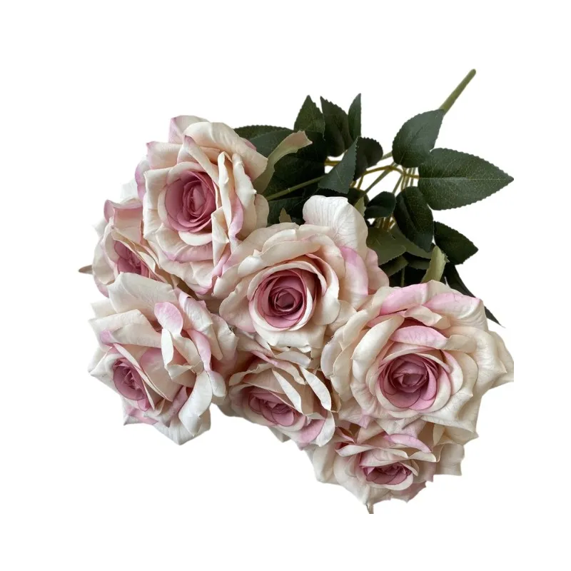 NEW 41CM 7 Forks Silk Screen Rose Artificial Flower Wedding Living Room Decoration Road Guide Bouquet, Artificial Flower image 3