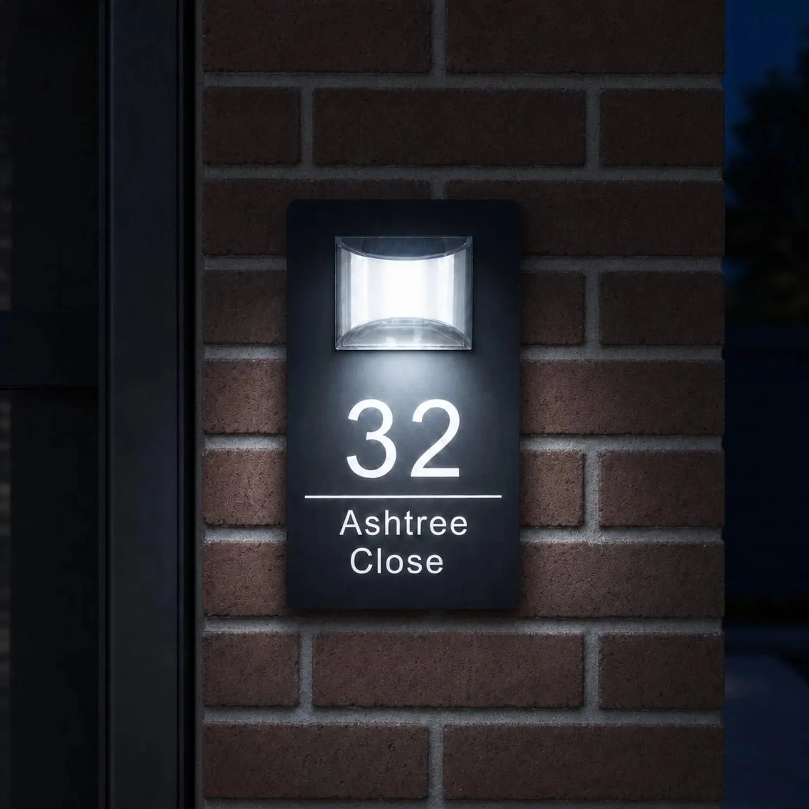 

Custom Solar Illuminated House Number Sign Matte Black Acrylic Address Plaque Golden Retriever Dog Modern LED Outdoor Door Sign