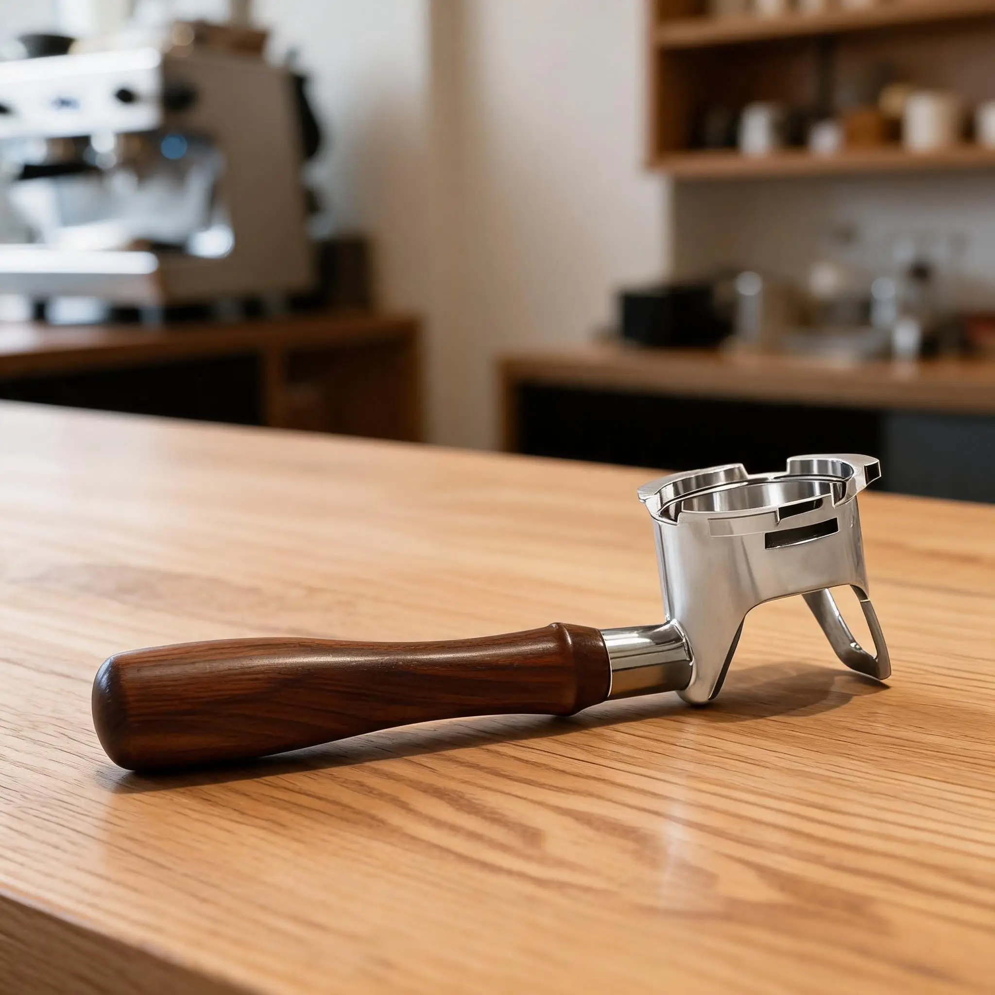 Bottomless Portafilter 54mm with Ergonomic Wood Grip and 304 Stainless Steel Frame for NJ ES501C ES601C ES601CY ES655CO ES701C