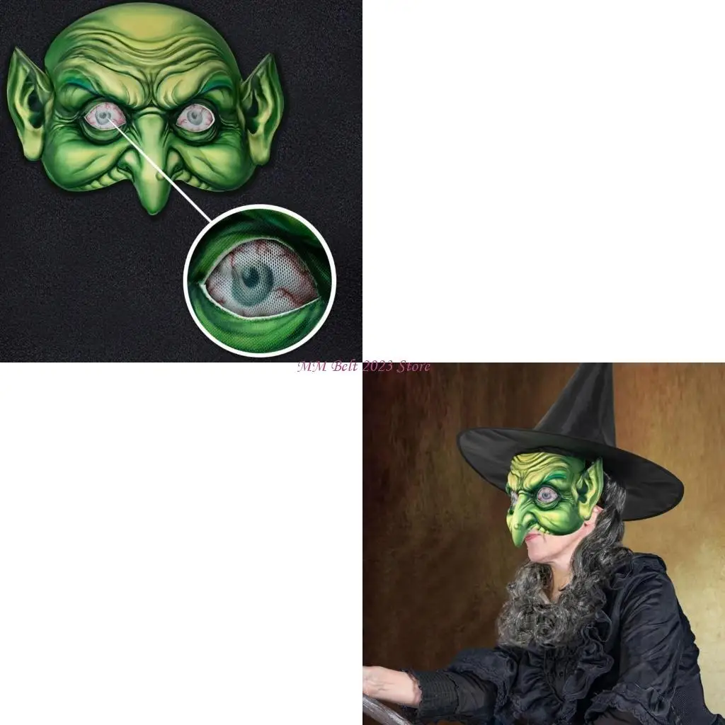 

49ME Halloween Witch Mask Unisex Party Hat Women Wizard Wigs Hat Role Play Pointed Hat Party Hat Masquerade Party Hat